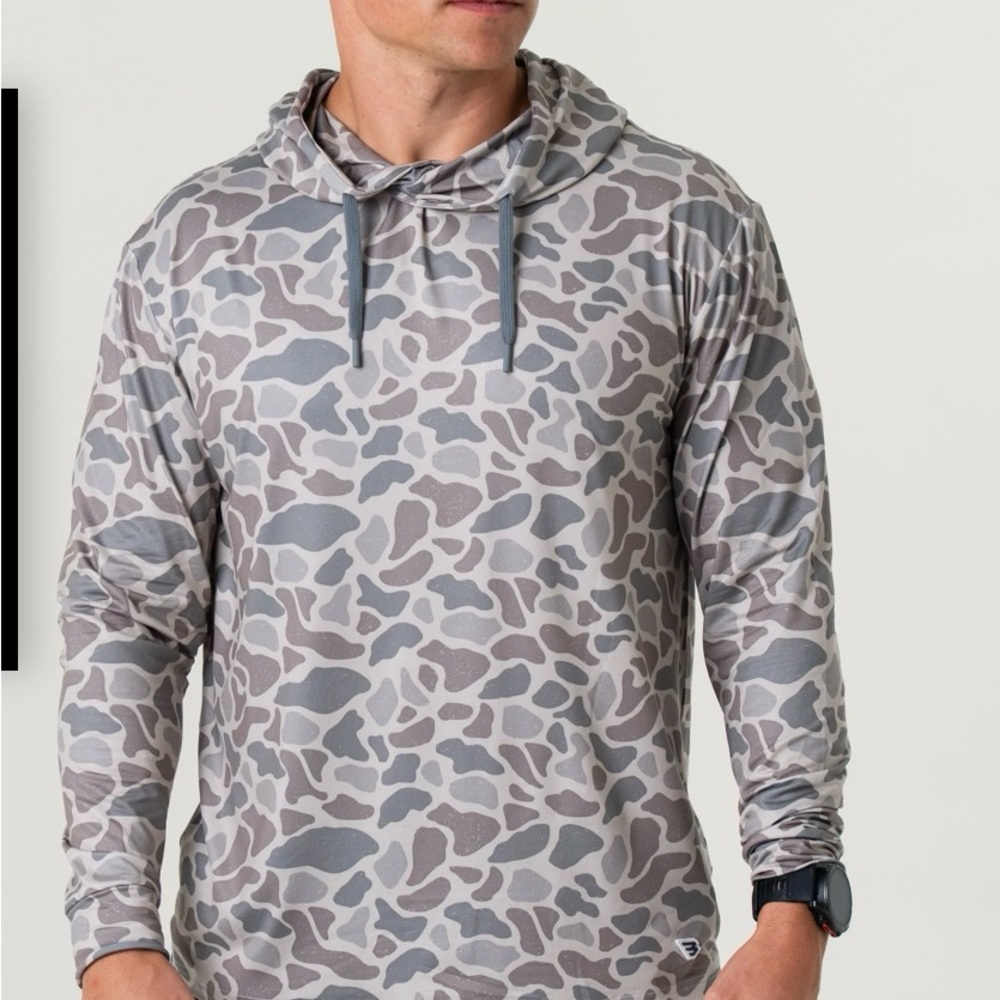BURLEBO Men's Gray and White Camouflage Hoodie